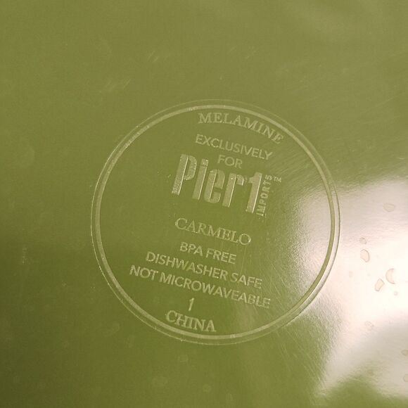 Pier 1 Carmelo Green Crackle Melamine Dinner Plate 11" Set of 4 - Picture 6 of 7